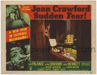 5c927 SUDDEN FEAR LC #1 '52 Jack Palance watches sexy Gloria Grahame laying on couch, film noir!