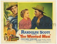 5c943 TEN WANTED MEN LC '54 great close up of Randolph Scott smiling at pretty Jocelyn Brando!