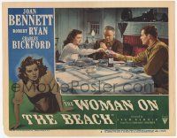 5c992 WOMAN ON THE BEACH LC #3 '46 Bickford watches Robert Ryan give Joan Bennett a cigarette!