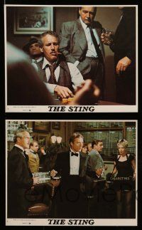 5d046 STING 7 8x10 mini LCs '74 classic con men Paul Newman & Robert Redford, gambling images!