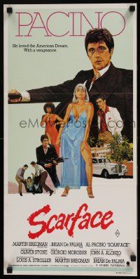 5f202 SCARFACE Aust daybill '83 art of Al Pacino as Tony Montana, Michelle Pfeiffer!