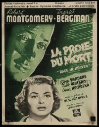 5f128 RAGE IN HEAVEN Belgian '40s art of pretty Ingrid Bergman, Robert Montgomery!