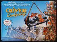 5f716 OLIVER & COMPANY British quad '88 great art of Walt Disney cats & dogs in New York City!