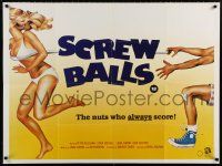5f733 SCREW BALLS British quad '83 great sexy art of screwball snapping bra, soccer!