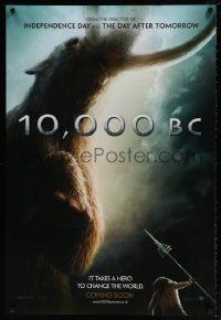 5f624 10,000 BC teaser DS English 1sh '08 cool image of hunter & wooly mammoth!