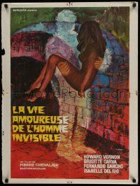 5f234 SECRET LOVE LIFE OF THE INVISIBLE MAN French 24x32 '71 horror artwork by Macario 'Mac' Gomez