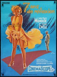 5f236 SEVEN YEAR ITCH French 23x31 R70s Billy Wilder, great sexy art of Marilyn Monroe!