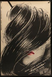 5f332 ADJ KIRALY KATONAT Polish 27x39 '84 cool Woltman artwork of woman w/big hairdo!