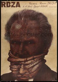 5f378 RDZA Polish 26x37 '81 Zygmunt Hubner, bizarre Pagowski art of man w/face mask!