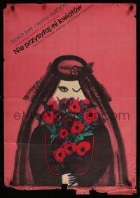 5f318 SEND ME NO FLOWERS Polish 23x33 '64 great art of Doris Day by Jerzy Flisak!