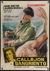 5f090 BLOOD ALLEY Spanish '65 John Wayne, Lauren Bacall, cool different art by Jano!