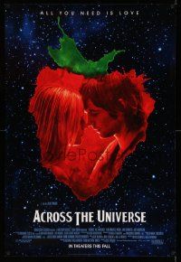 5g023 ACROSS THE UNIVERSE advance DS 1sh '07 Evan Rachel Wood, romance to the music of the Beatles!