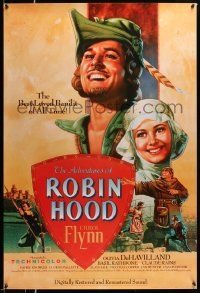 5g026 ADVENTURES OF ROBIN HOOD 1sh R89 Flynn as Robin Hood, De Havilland, Rodriguez art!