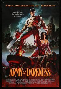 5g057 ARMY OF DARKNESS 1sh '93 Sam Raimi, great artwork of Bruce Campbell with chainsaw hand!