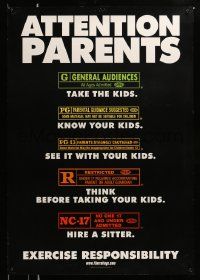 5g063 ATTENTION PARENTS 27x39 1sh '00 MPAA rating guide for adults, exercise responsibility!