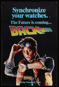 5g072 BACK TO THE FUTURE II teaser DS 1sh '89 Michael J. Fox as Marty, synchronize your watches!