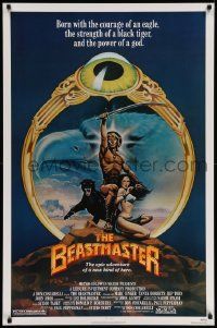 5g086 BEASTMASTER 1sh '82 Taylor art of bare-chested Marc Singer & sexy Tanya Roberts!