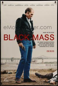 5g101 BLACK MASS teaser DS 1sh '15 cool image of balding Johnny Depp with gun and dead body!