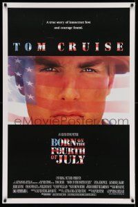 5g113 BORN ON THE FOURTH OF JULY 1sh '89 Oliver Stone, great patriotic image of Tom Cruise!