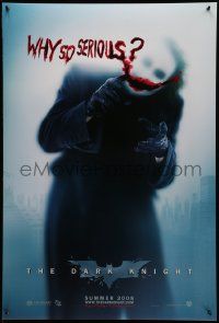 5g215 DARK KNIGHT teaser DS 1sh '08 great image of Heath Ledger as the Joker, why so serious?