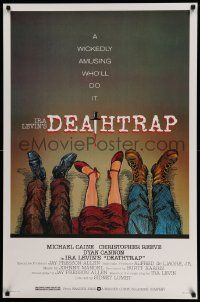 5g229 DEATHTRAP style A 1sh '82 Hedden art of dead Chris Reeve, Michael Caine & Dyan Cannon's feet