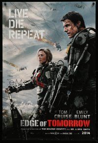 5g268 EDGE OF TOMORROW teaser DS 1sh '14 2014 style, Tom Cruise & Emily Blunt, live, die, repeat!