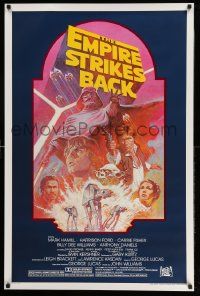 5g276 EMPIRE STRIKES BACK studio style 1sh R82 George Lucas sci-fi classic, cool artwork by Tom Jung