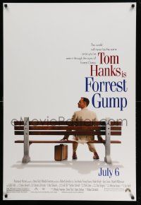 5g306 FORREST GUMP advance 1sh '94 Tom Hanks waiting for the bus, Robert Zemeckis!