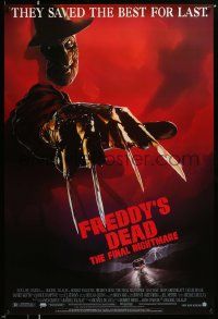 5g308 FREDDY'S DEAD 1sh '91 great art of Robert Englund as Freddy Krueger!