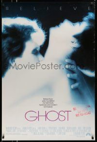 5g324 GHOST DS 1sh '90 classic romantic close up of dead Patrick Swayze & sexy Demi Moore!