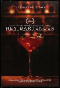 5g380 HEY BARTENDER 1sh '13 bartending documentary, Tony About-Ganim, image of cocktail glass!