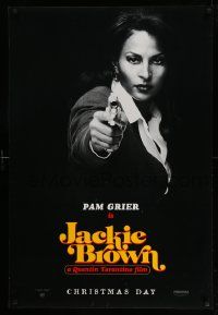 5g476 JACKIE BROWN teaser DS 1sh '97 Quentin Tarantino, cool image of Pam Grier in title role!