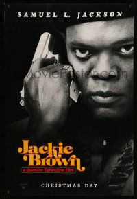 5g473 JACKIE BROWN teaser 1sh '97 Quentin Tarantino, cool image of Samuel L. Jackson with gun!