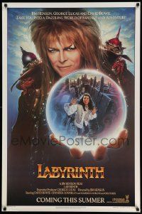 5g512 LABYRINTH teaser 1sh '86 Jim Henson, Chroney art of Bowie & Connelly, glossy finish!