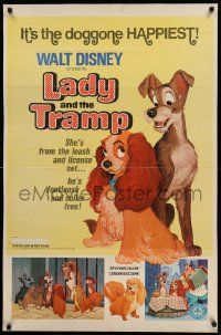 5g514 LADY & THE TRAMP 1sh R72 Disney classic dog cartoon, great image with Jock!