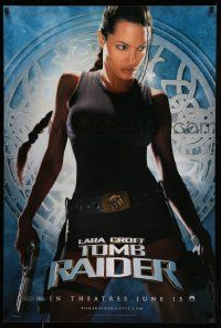5g518 LARA CROFT TOMB RAIDER teaser 1sh '01 sexy Angelina Jolie, from popular video game!