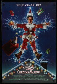 5g654 NATIONAL LAMPOON'S CHRISTMAS VACATION DS 1sh '89 Consani art of Chevy Chase, yule crack up!