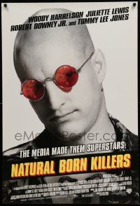 5g659 NATURAL BORN KILLERS style B DS 1sh '94 cult classic, Harrelson, cool white tagline design!