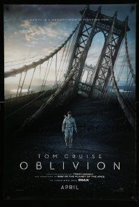 5g669 OBLIVION teaser DS 1sh '13 Morgan Freeman, cool image of Tom Cruise on bridge!