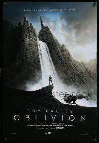 5g670 OBLIVION teaser DS 1sh '13 Morgan Freeman, image of Tom Cruise & waterfall in city!