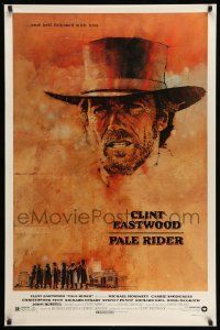 5g684 PALE RIDER 1sh '85 great artwork of cowboy Clint Eastwood by C. Michael Dudash!