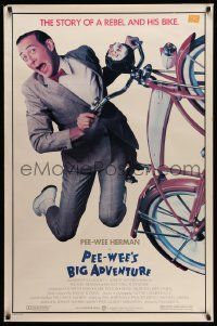 5g698 PEE-WEE'S BIG ADVENTURE 1sh '85 Tim Burton, best image of Paul Reubens & his beloved bike!