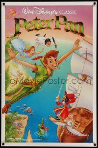 5g700 PETER PAN 1sh R89 Walt Disney animated cartoon classic, flying art by Bill Morrison!
