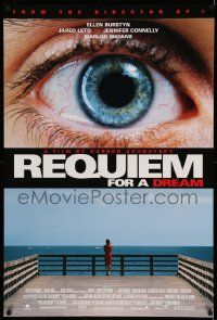 5g745 REQUIEM FOR A DREAM 1sh '00 drug addicts Jared Leto & Jennifer Connelly, cool eye image!