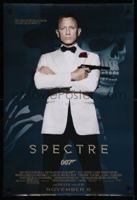 5g828 SPECTRE advance DS 1sh '15 cool image of Daniel Craig as James Bond 007 with gun!