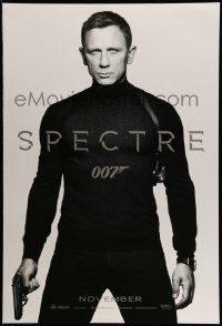 5g829 SPECTRE teaser DS 1sh '15 cool image of Daniel Craig as James Bond 007 with gun!