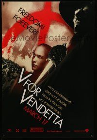 5g939 V FOR VENDETTA teaser 1sh '05 Wachowskis, Natalie Portman, Hugo Weaving, city in flames!