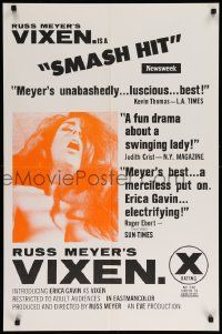 5g951 VIXEN 23x35 1sh '68 classic Russ Meyer, is sexy naked Erica Gavin woman or animal?