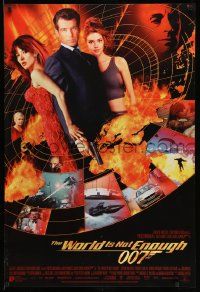 5g979 WORLD IS NOT ENOUGH int'l DS 1sh '99 Brosnan as James Bond, Richards, black background design