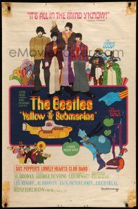 5g989 YELLOW SUBMARINE 1sh 1968 psychedelic art, John, Paul, Ringo & George, 12 song style